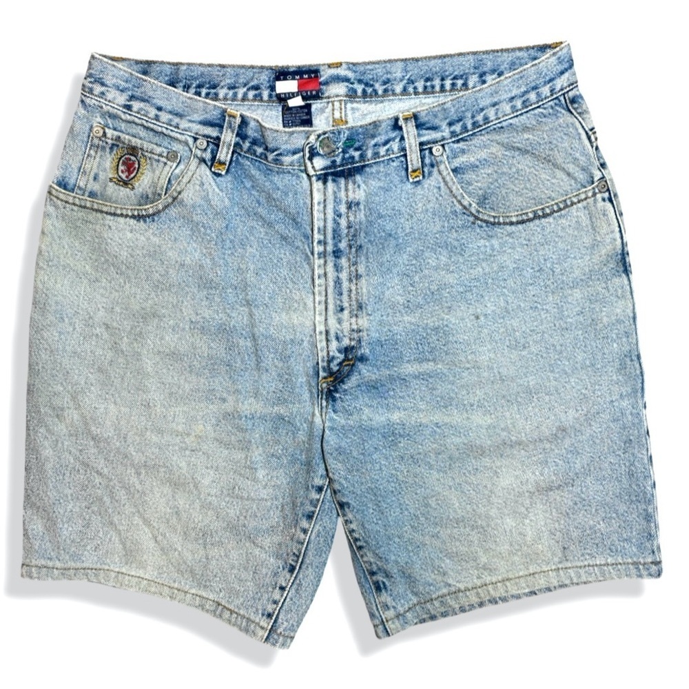 Vintage 90s Tommy Hilfiger Light Blue Denim Shorts / Jorts